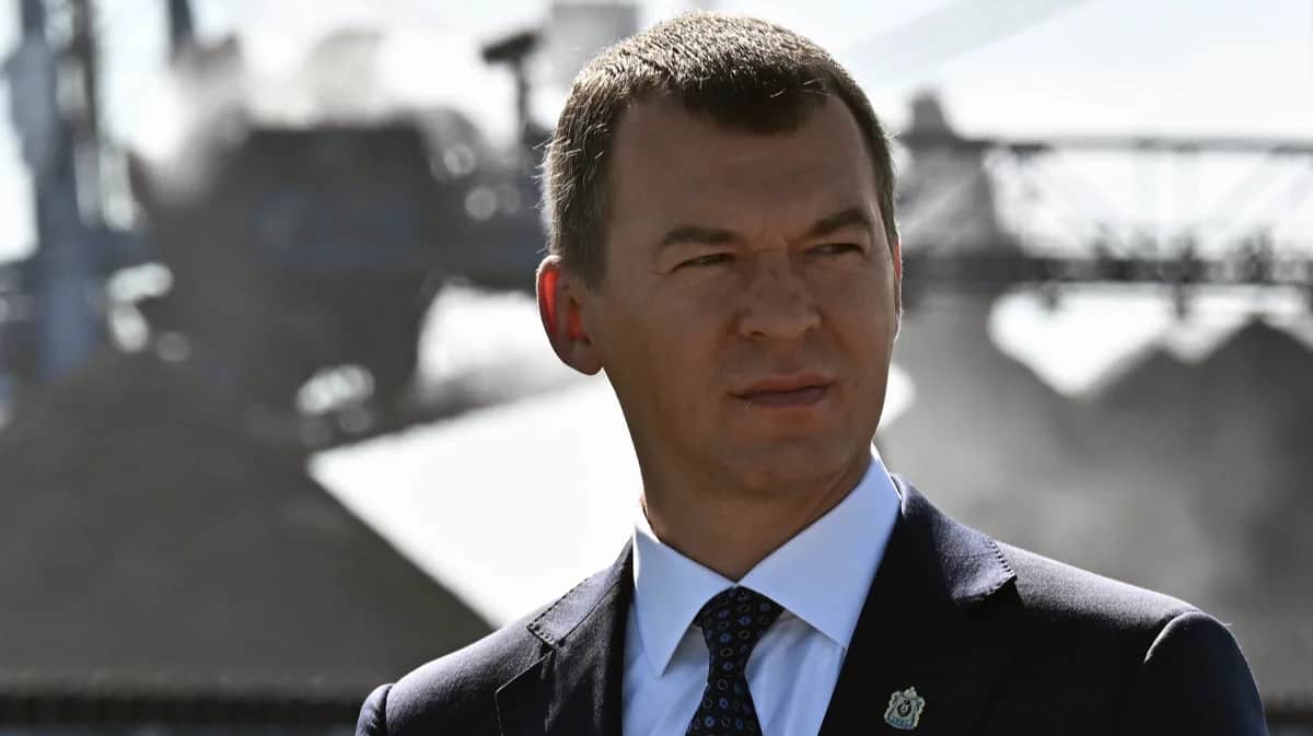 Михаил Дегтярев в порту Ванино, Хабаровский край, 16 сентября 2023 года. Фото: Александр Миридонов / Коммерсантъ / Sipa USA / Vida Press