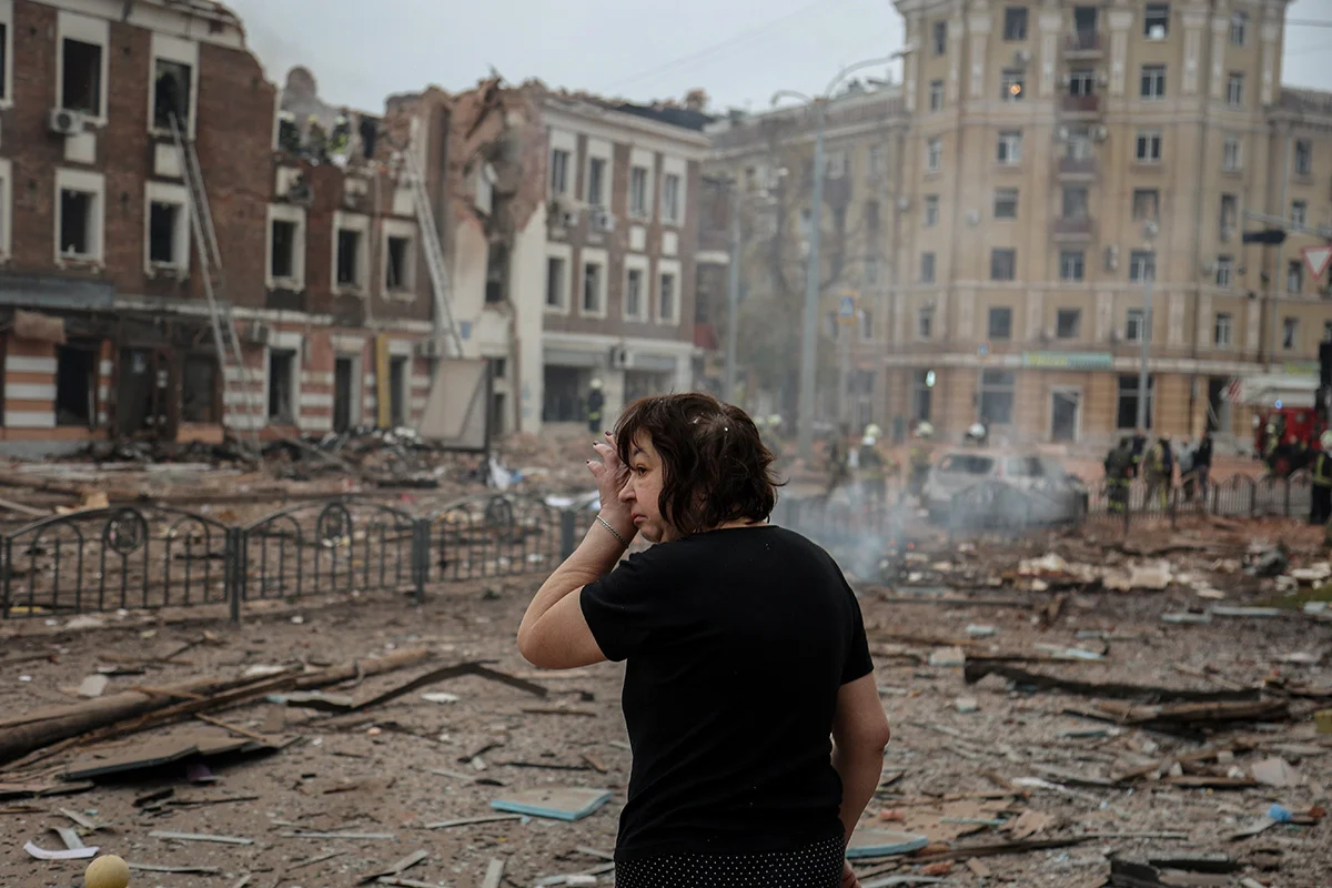 The aftermath of a rocket attack on Kharkiv, October 2023. Photo: EPA-EFE/YAKIV LYASHENKO